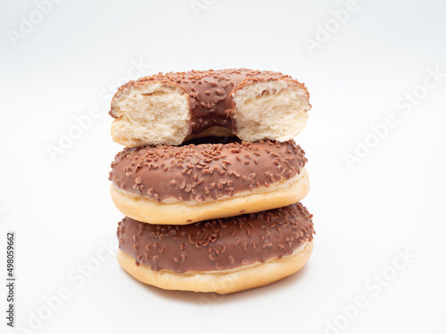 Chocolate donut on a white background. Donut isolated on white background