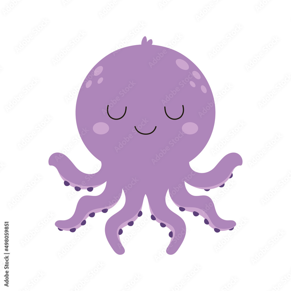 vector illustration with octopus in cartoon style vector illustration with octopus in cartoon style