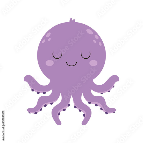 vector illustration with octopus in cartoon style