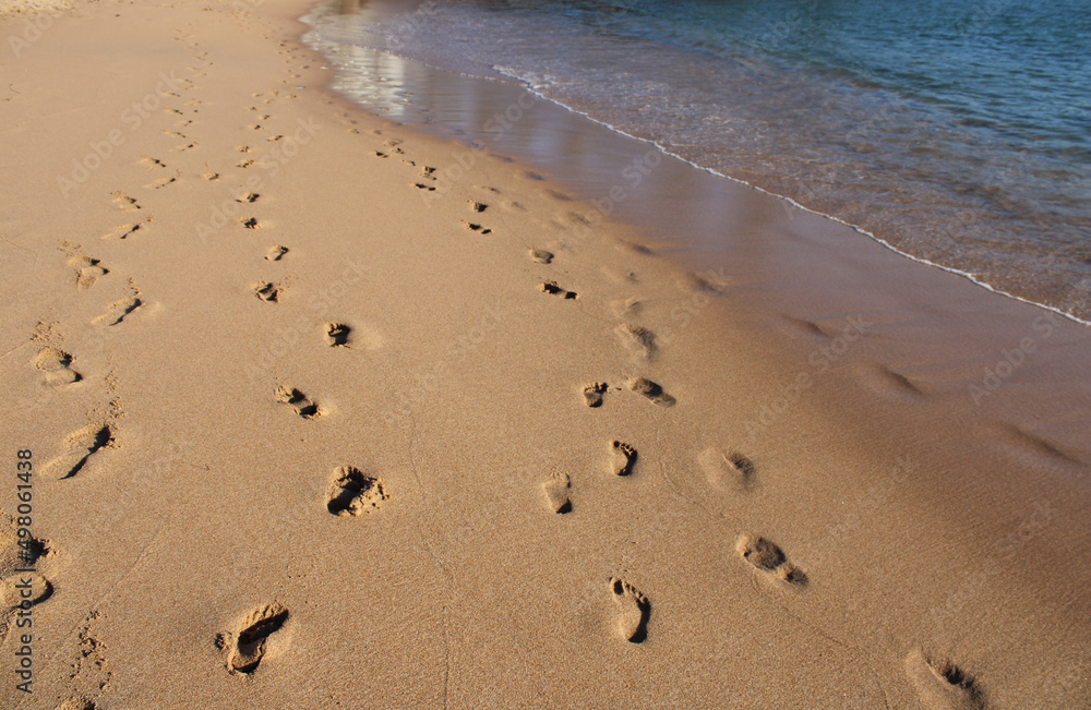 Footprints in the sand on the seashore Footprints in the sand on the seashore
