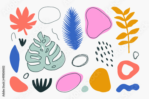 Trendy vector set of abstract pieces. Hand drawn modern forms for card, print on clothes. Creative collage.
