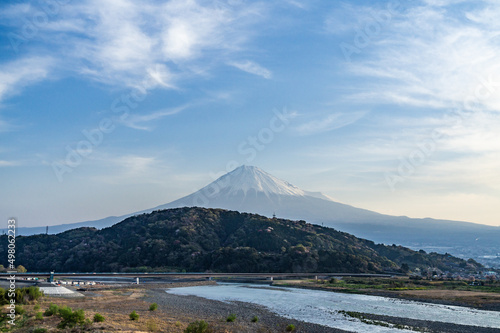 静岡県富士市富士川から見た富士山