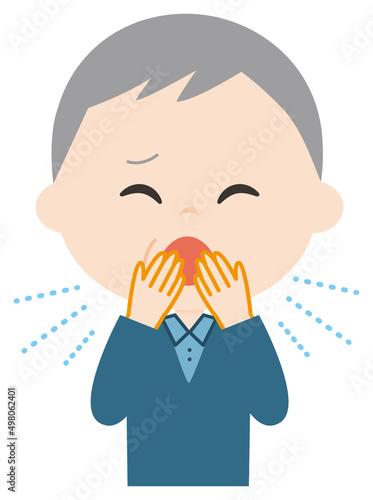 せきをする男性