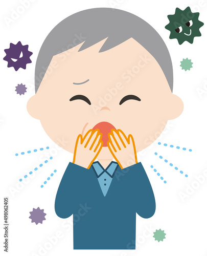 せきをする男性