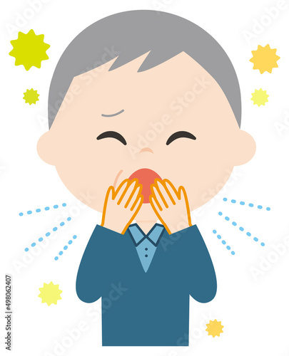せきをする男性　花粉症