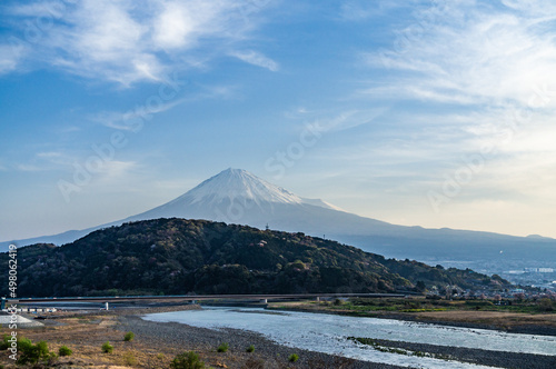 静岡県富士市富士川から見た富士山