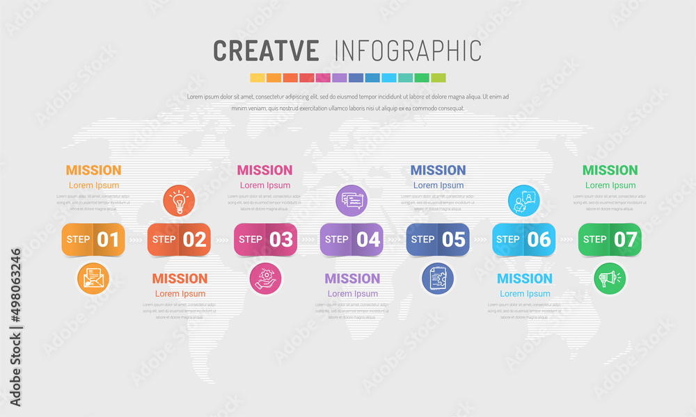 Fototapeta premium Timeline business for 7 day, 7 options, infographics design vector and Presentation can be used for workflow layout, process diagram, flow chart.