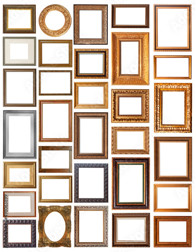 set of picture frames isolated on white background