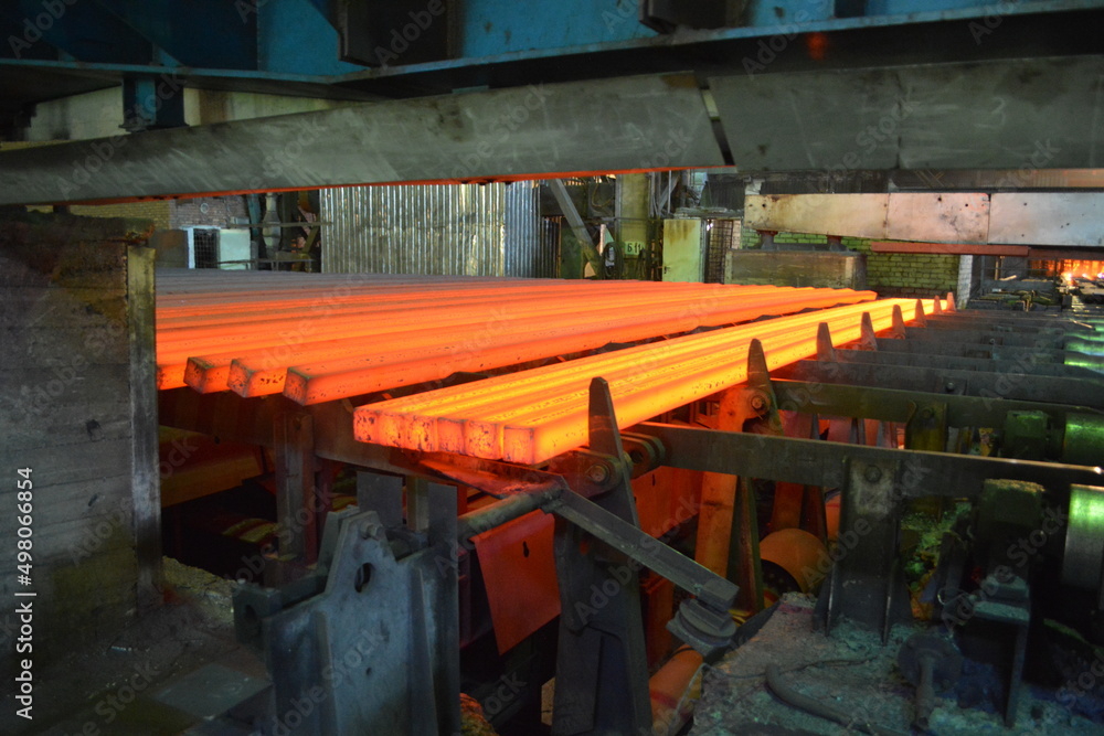 Red-hot metal at a metallurgical plant