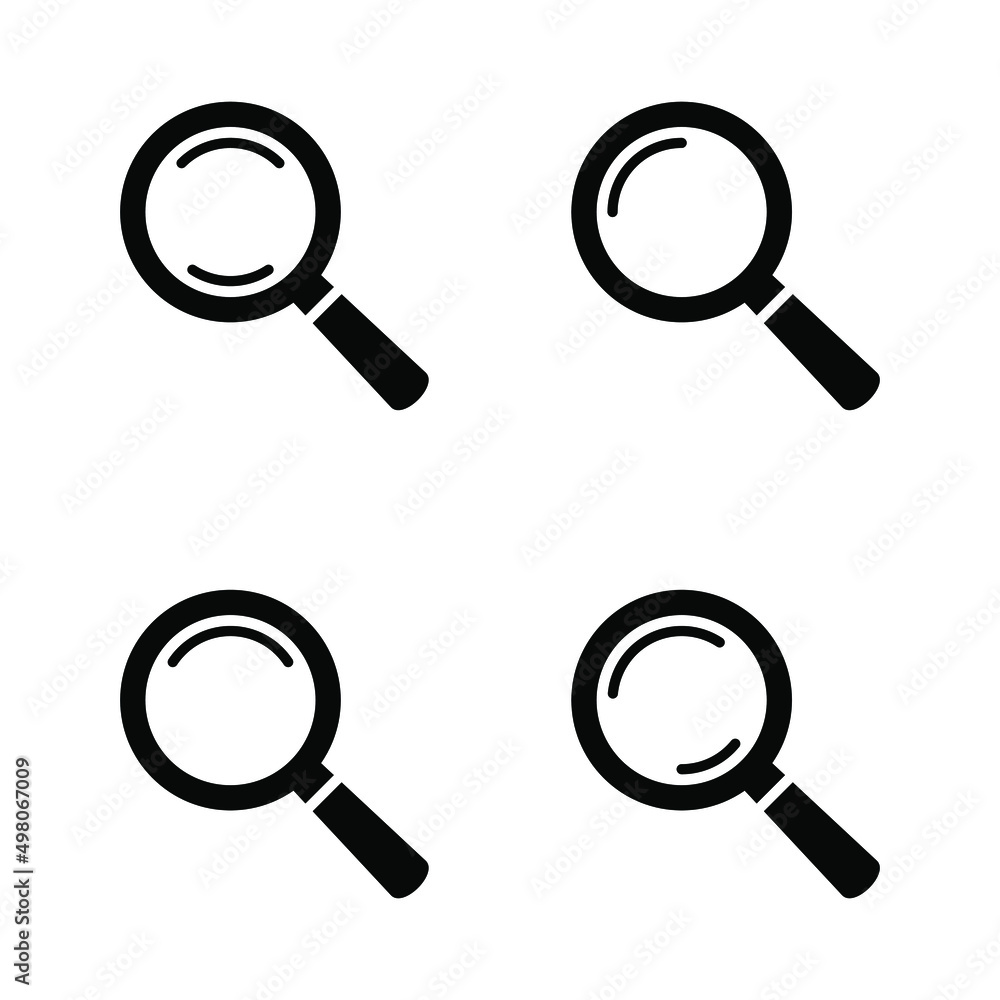 Magnifying glass icon, vector magnifier or loupe sign. Search icon. Magnifying glass icon, vector magnifier or loupe sign. Search icon.