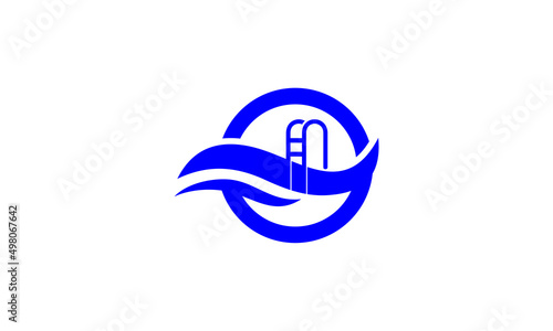 Free Download swimming pool vector logo with simple icon Abstract template blue - GFXLoad