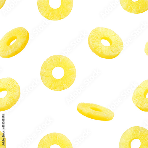Pineapple slice isolated on white background, SEAMLESS, PATTERN