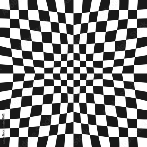 Convex vector pattern. Checkered cells in convex forms, fluttering canvas, simplified version.
