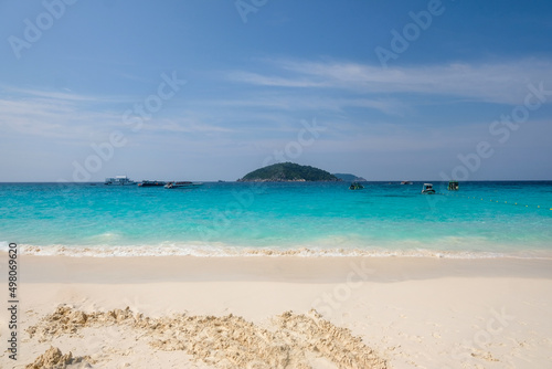 Beautiful scene of seascape  Sunny day  the natural landscape of gorgeous tropical beaches and the sea