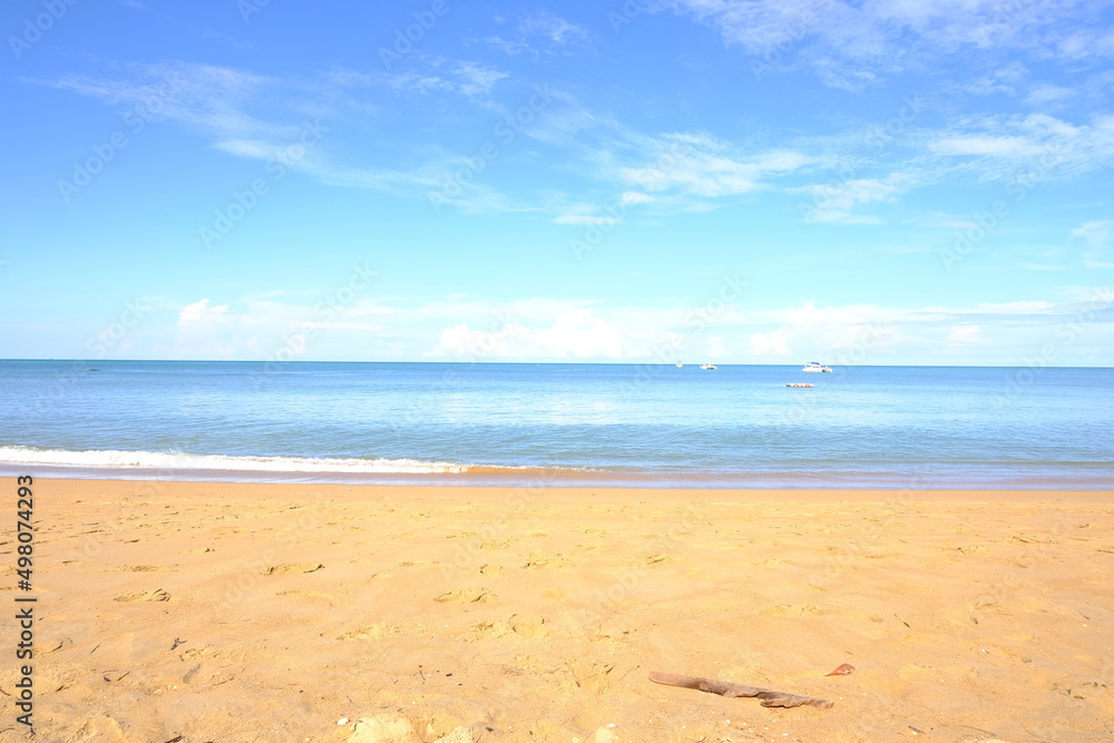 Fototapeta premium Beautiful scene of seascape at Andaman sea in thailand with the colourful sky , A famous new landmark of Thailand , Sunny day, the natural landscape of gorgeous tropical beaches and the sea