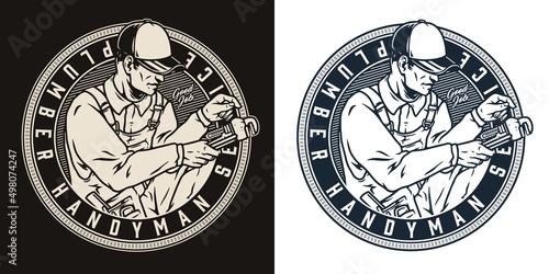 Round monochrome patch with plumber
