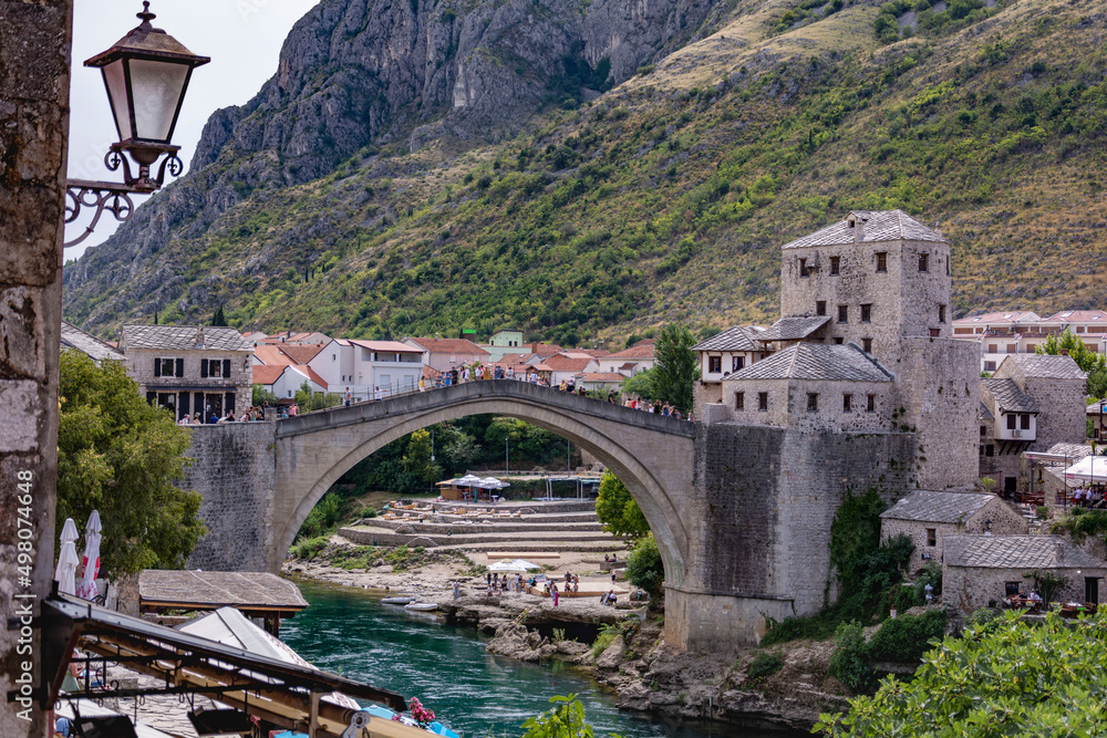 The old famous restored bridge in Mostar
