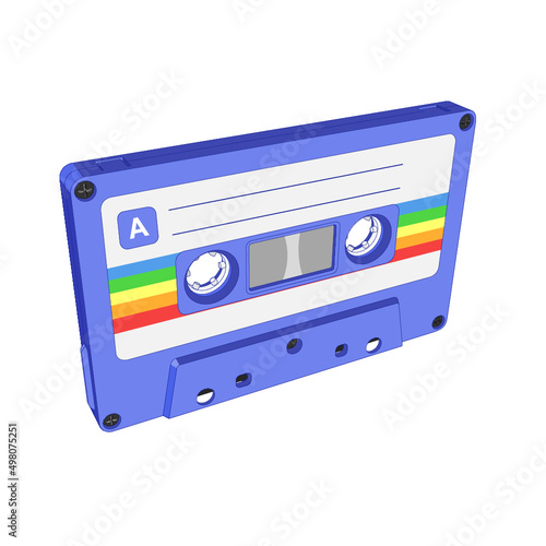 Cassette tape isolated on white background. Vector illustration.