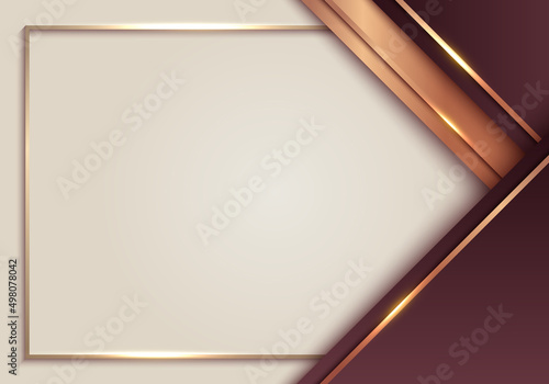 3D modern luxury banner template design brown stripes and golden glitter line light sparking on white background