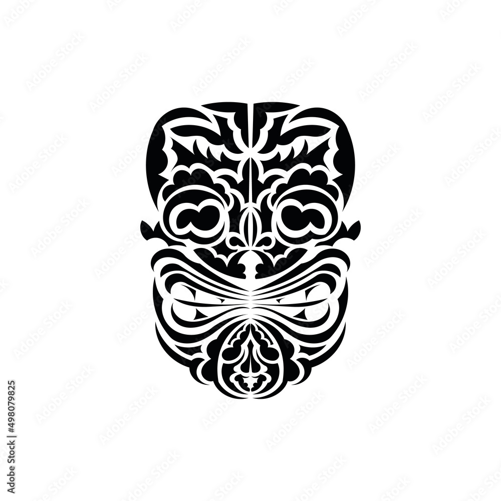 Tribal mask. Traditional totem symbol. Black ornament. Vector illustration isolated on white background.