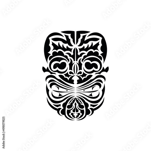 Tribal mask. Traditional totem symbol. Black ornament. Vector illustration isolated on white background.