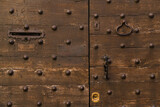 detail of old medieval door with lock