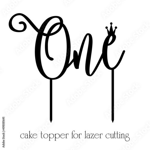 Vector topper for birthday cake. Decoration for birthday party. Topper for kids.