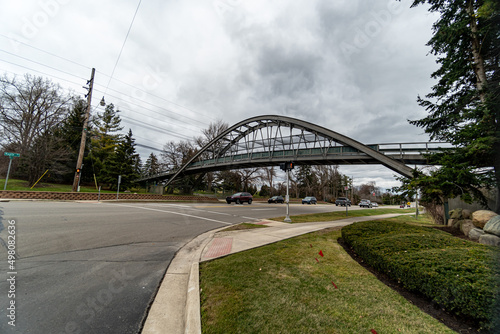 Bridge over Maple Road in Bloomfield Hills, MI Near the Oakland Country Club
