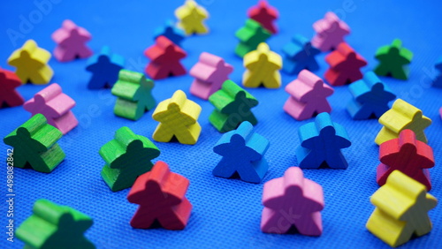 colorful meeple from modern board games photo