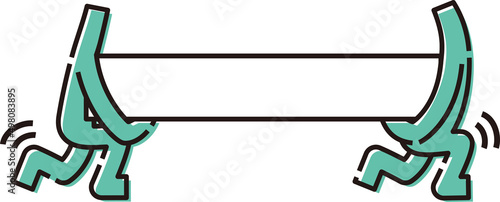 看板を運ぶ棒人間（ロング）