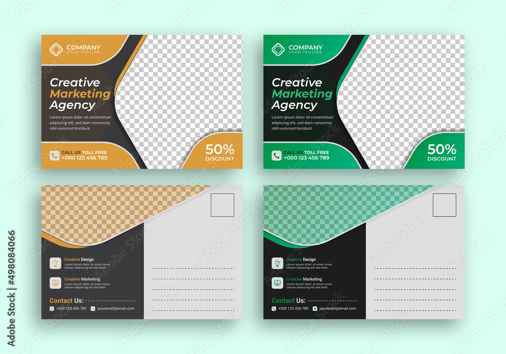 Obraz premium Corporate business or marketing agency postcard template