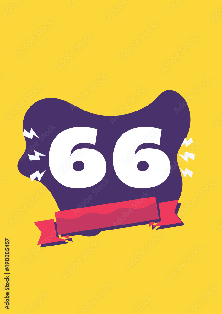 66years, months or days you choose (banner with red flag and yellow background with lightning and purple ink)
