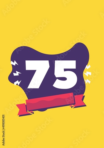 75years, months or days you choose (banner with red flag and yellow background with lightning and purple ink) photo