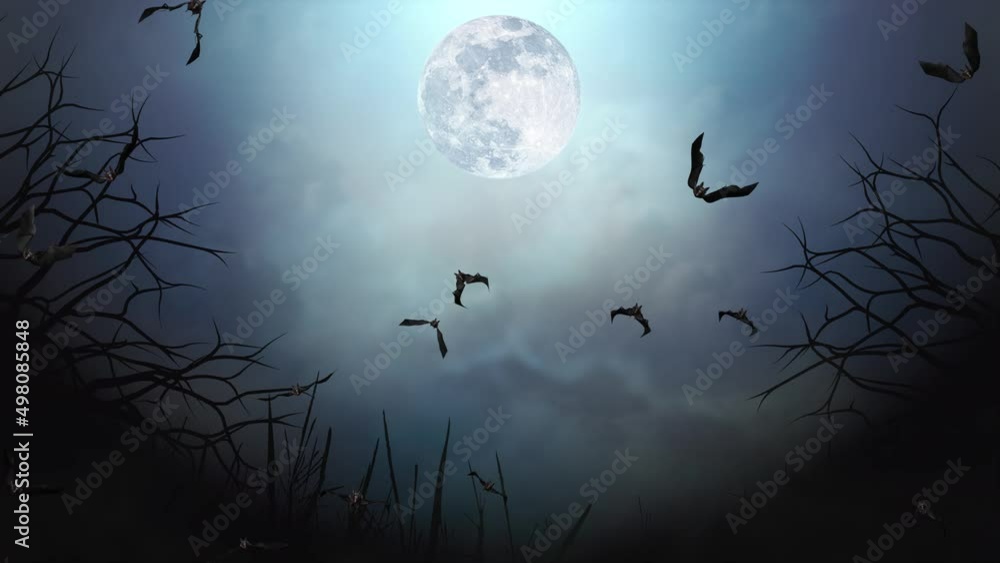 Loop Animation of Bats Flying everywhere Flock of Bats flying Halloween