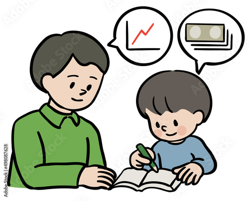 お金と投資の勉強をする親子