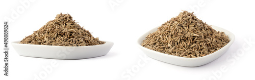 Fotografi pile of cumin seeds, popular spice used for cooking, garam masala ingredient, on