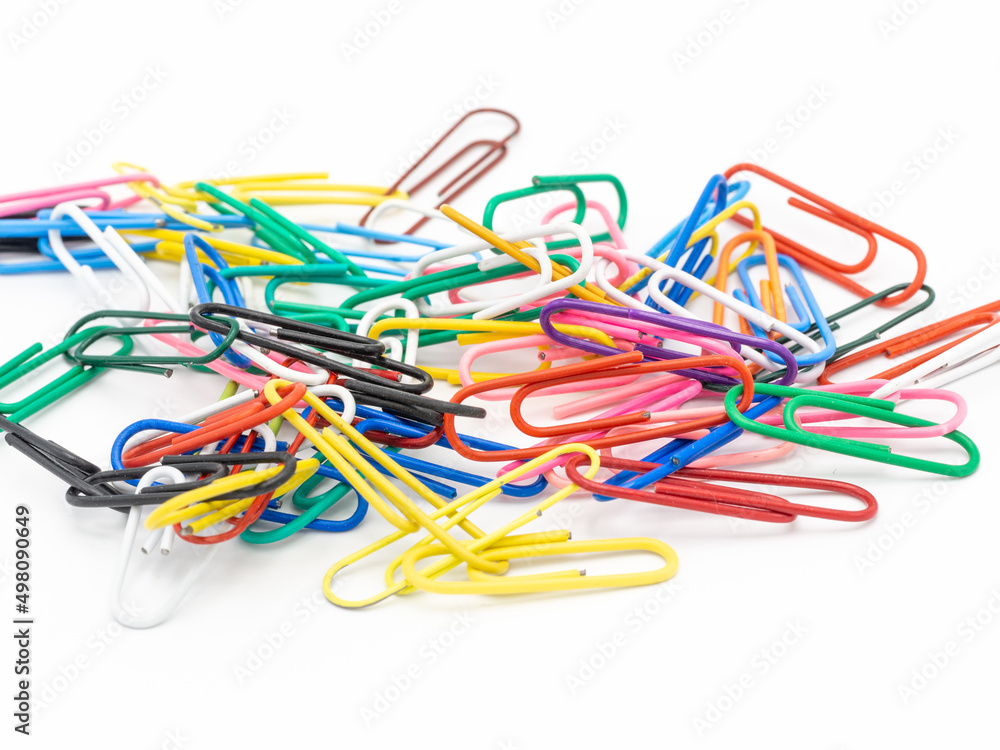 Colorful paper clips isolated on white background Colorful paper clips isolated on white background