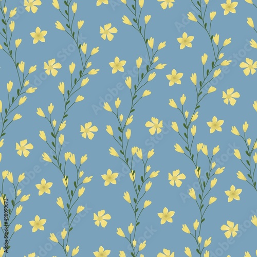 Seamless vector floral summer pattern background. Vector textures with yellow flowers on a light background