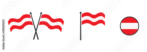 Flag of Austria. Waving flag of Austria. Round icon. Vector illustartion.