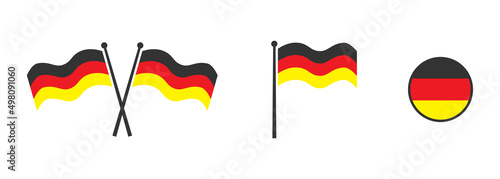 Flag of Germany. Waving flag of Germany. Round icon. Vector illustartion.