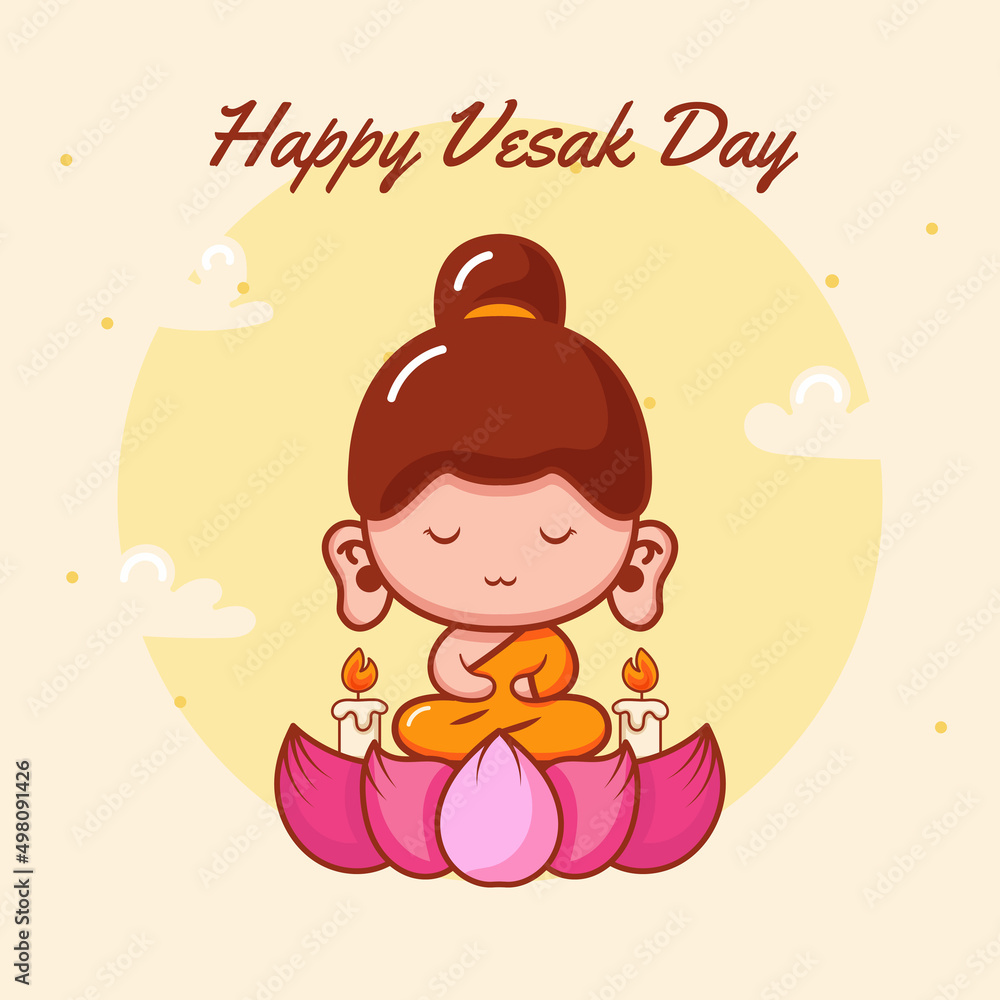 happy vesak day with god statue on lotus flower happy vesak day with god statue on lotus flower