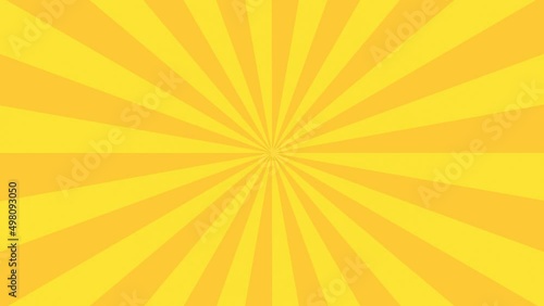 回転する黄色の集中線、効果背景のループアニメーション