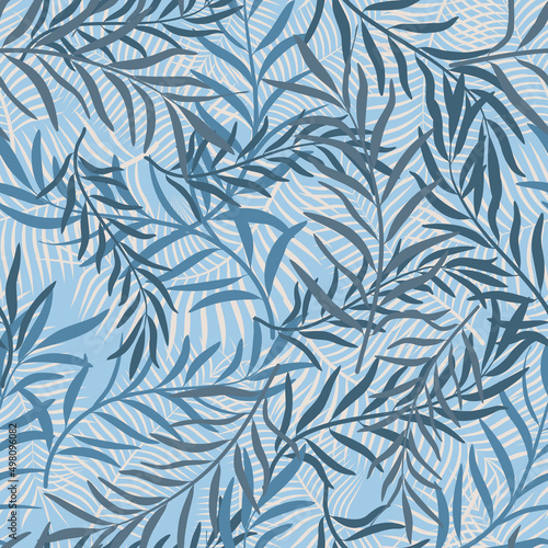 Colorful seamless pattern of abstract leaves. Vintage drawing.