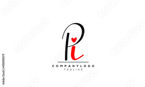 Alphabet letters Initials logo PI