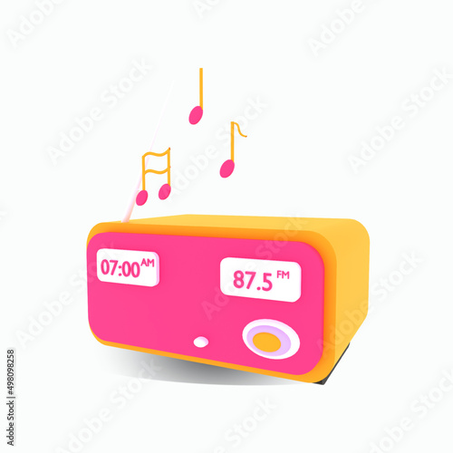 3d illustration radio retro digital object Premium Icon time alarm clock