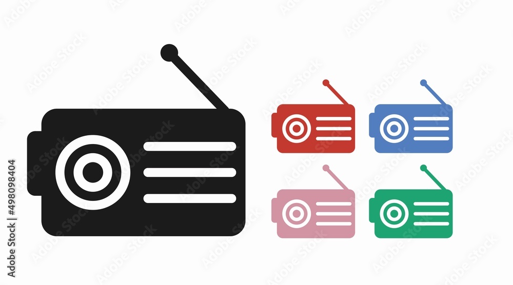 Radio icon set. Vector isolated set illustration of a radio Radio icon set. Vector isolated set illustration of a radio