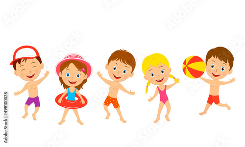 kids jumping in summer