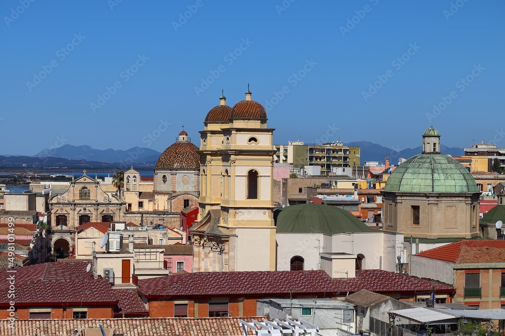 Panorama of the city of Cagliari, Sardinia, Italy. Stampace district