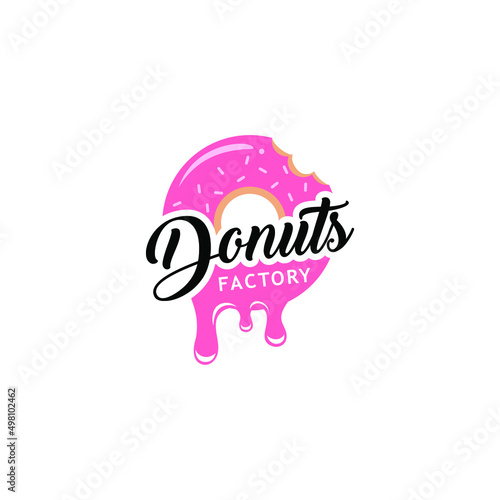 Donuts store logo. Patisserie, cafe or bakery emblem.