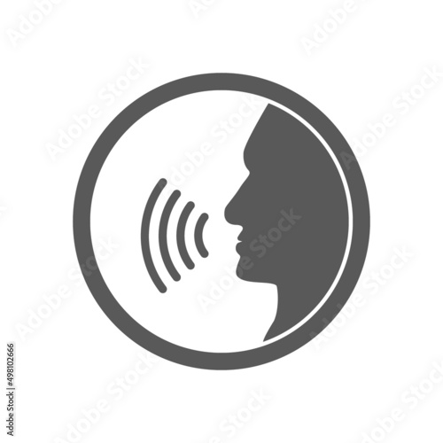 vector illustration of voice command icon, flat design speaking icon.